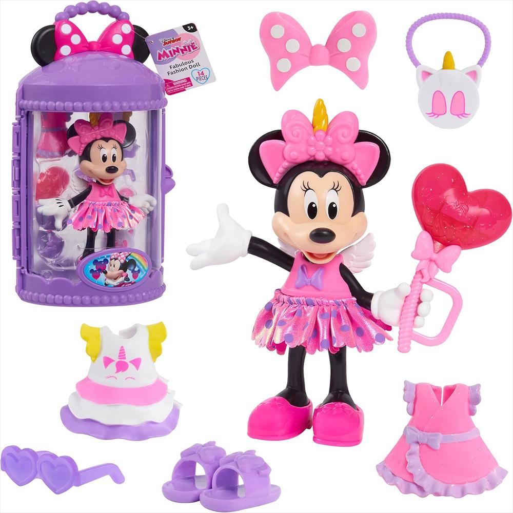 Muñeca Minnie Mouse Just Play 15 Cm Con Accesorios De Moda Y Funda De Transporte img #1