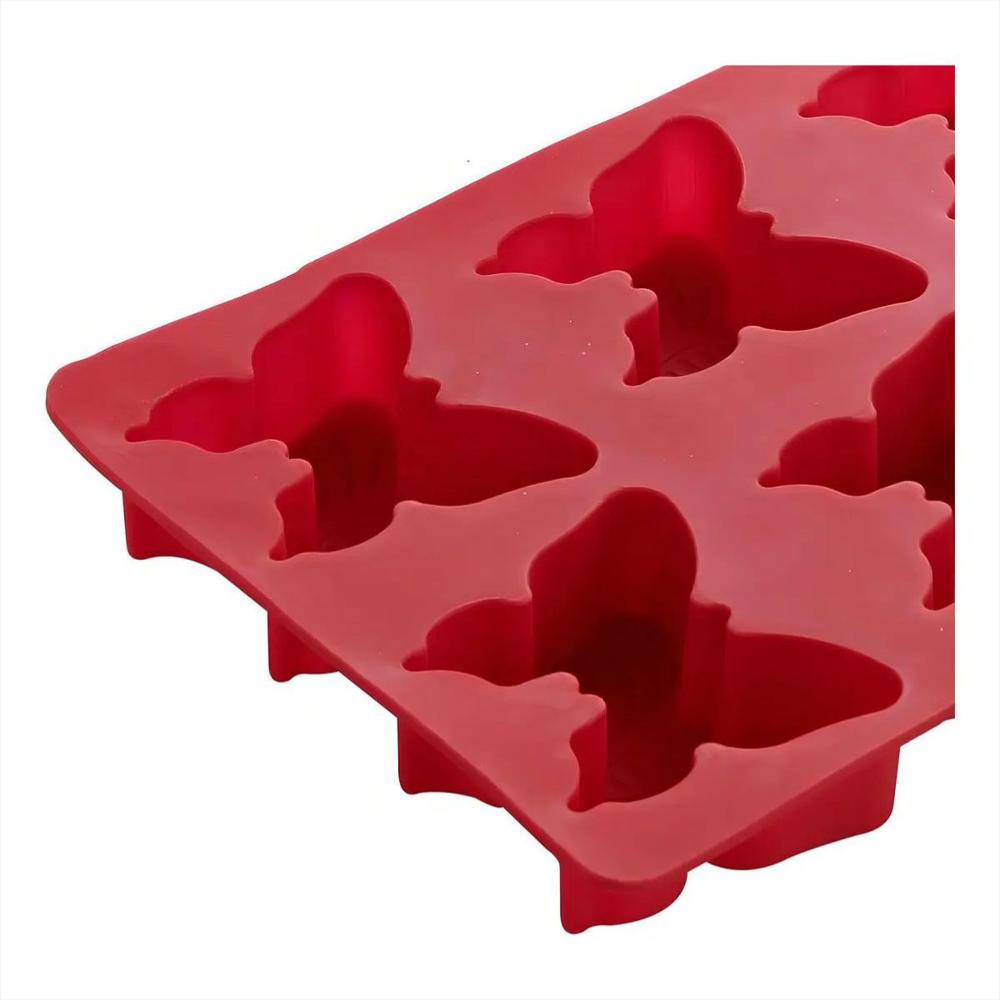 Molde Rectangular Para Hielo Diseño Mariposa En Silicona Con 6 Ranuras Color Rojo img #2
