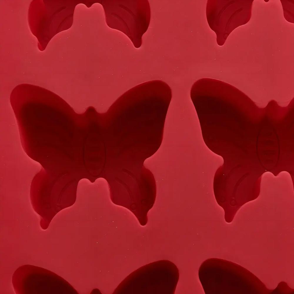Molde Rectangular Para Hielo Diseño Mariposa En Silicona Con 6 Ranuras Color Rojo img #4