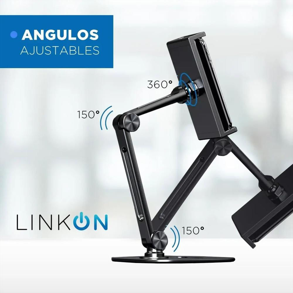 Soporte Base Porta Celular O Tablet Para Escritorio Mesa Ajustable Color Negro img #2