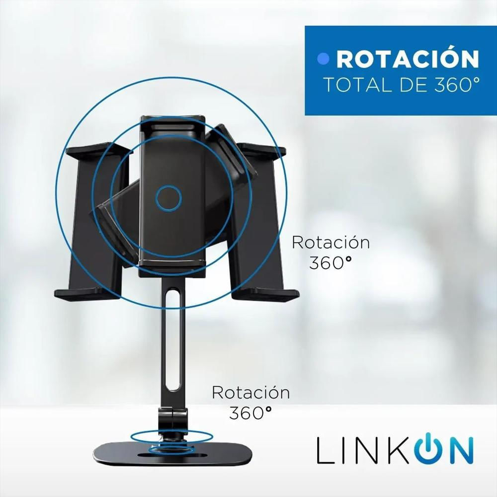 Soporte Base Porta Celular O Tablet Para Escritorio Mesa Ajustable Color Negro img #3