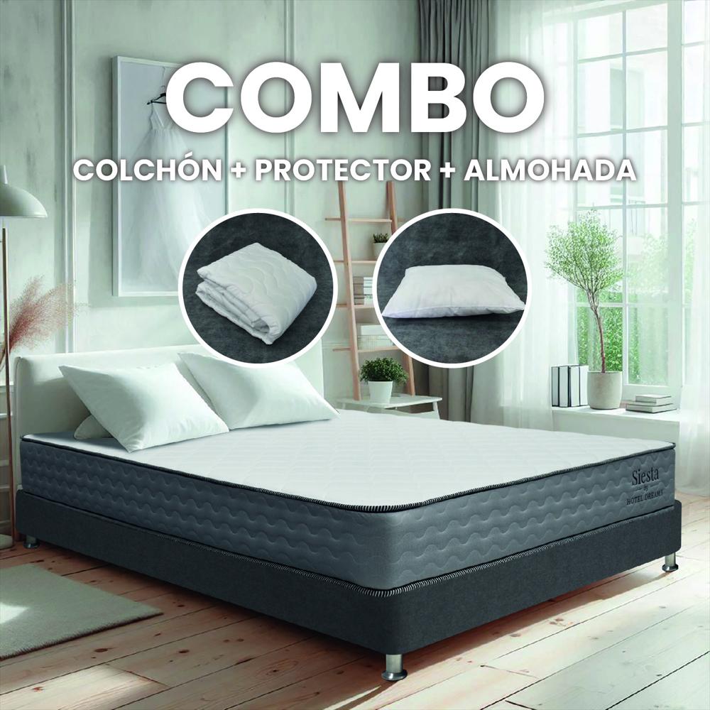 Combo Colchón Hotel Dreams Siesta Semidoble 120X190 Cm + Protector De Colchon + 1 Almohada img #2