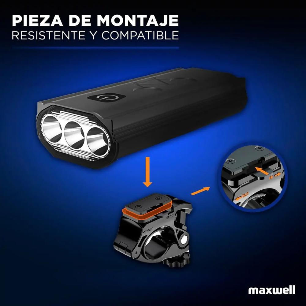 Luz Linterna Para Bicicleta Set Delantera Y Trasera Con Recarga Usb Impermeable Y 6 Modos De Iluminación img #3