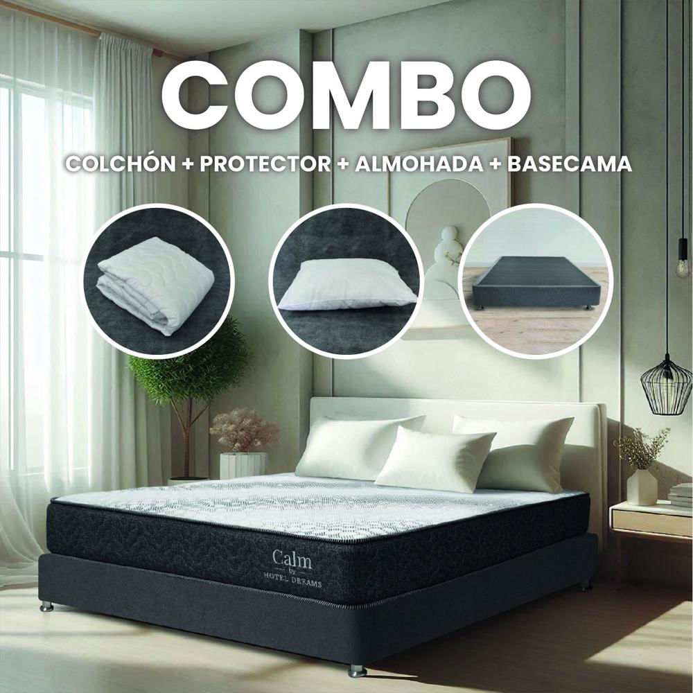 Combo Colchón Hotel Dreams Calm Sencillo 100X190 Cm + Basecama + Protector De Colchon + 1 Almohada img #2