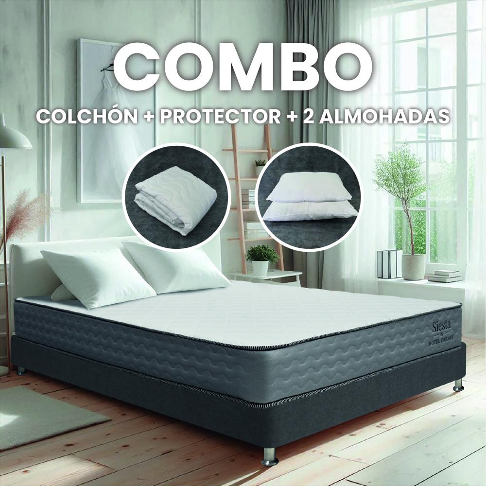 Combo Colchón Hotel Dreams Siesta Doble 140X190 Cm + Protector De Colchon + 2 Almohada img #2