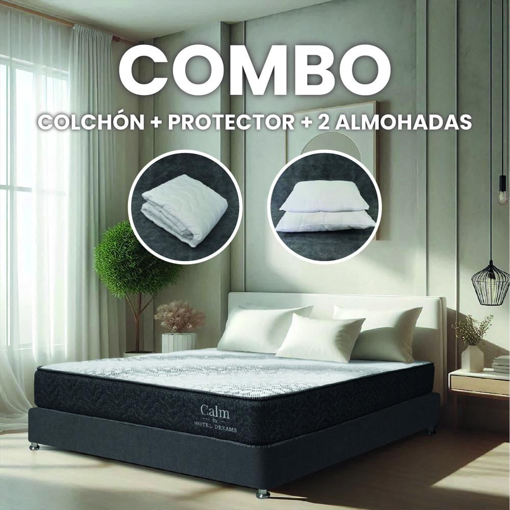 Combo Colchón Hotel Dreams Calm King 200X200 Cm + Protector De Colchon + 2Almohada img #2