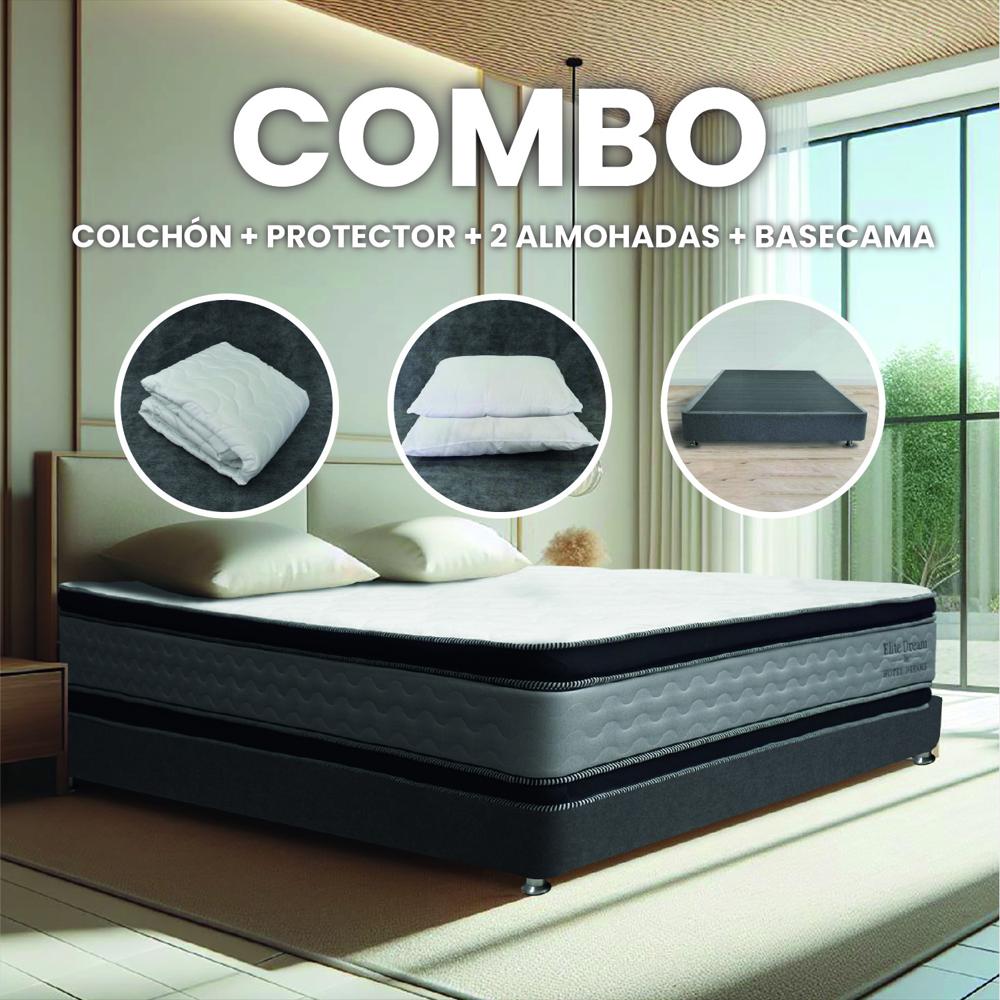 Combo Colchón Hotel Dreams Elite Dreams Queen 160X190 Cm + Basecama + Protector De Colchon + 2 Almohada img #2