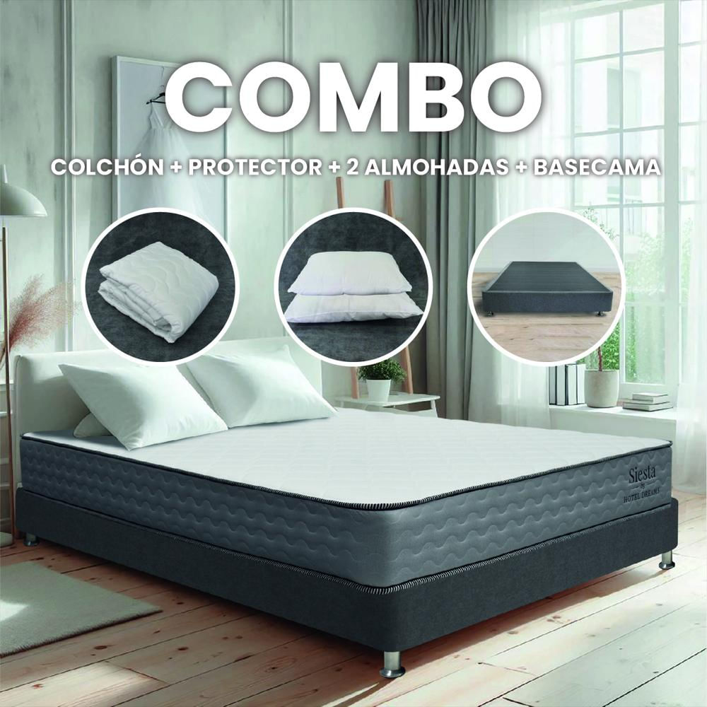 Combo Colchón Hotel Dreams Siesta Queen 160X190 Cm + Basecama + Protector De Colchon + 2 Almohada img #2