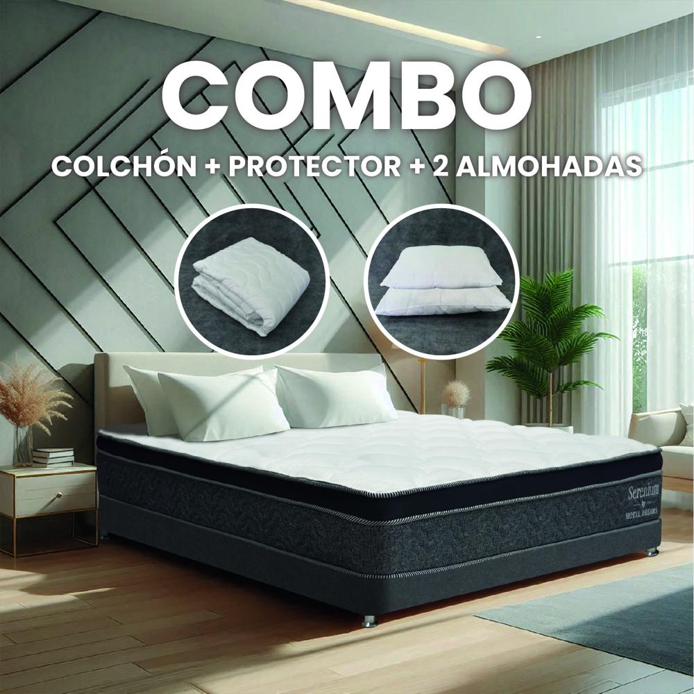 Combo Colchón Hotel Dreams Serenium Doble 140X190 Cm + Protector De Colchon + 2 Almohada img #2