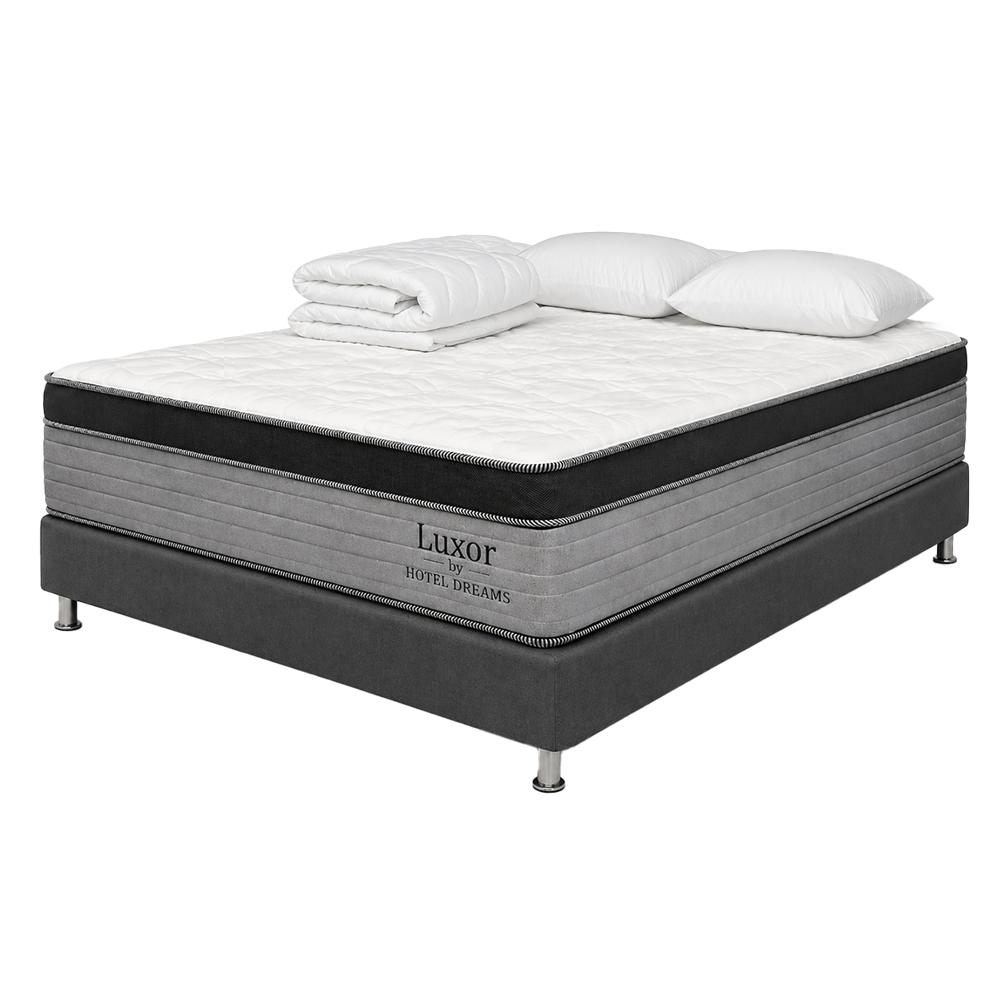 Combo Colchón Hotel Dreams Luxor Pocket King 200 X 200 Cm + Basecama + Protector De Colchon + 2 Almohada img #1