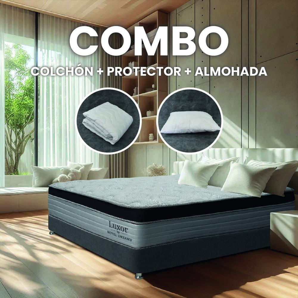 Combo Colchón Hotel Dreams Luxor Pocket Semidoble 120X190 Cm + Protector De Colchon + 1 Almohada img #2