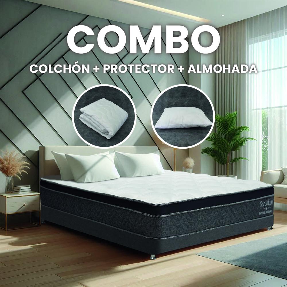 Combo Colchón Hotel Dreams Serenium Semidoble 120X190 Cm + Protector De Colchon + 1 Almohada img #2
