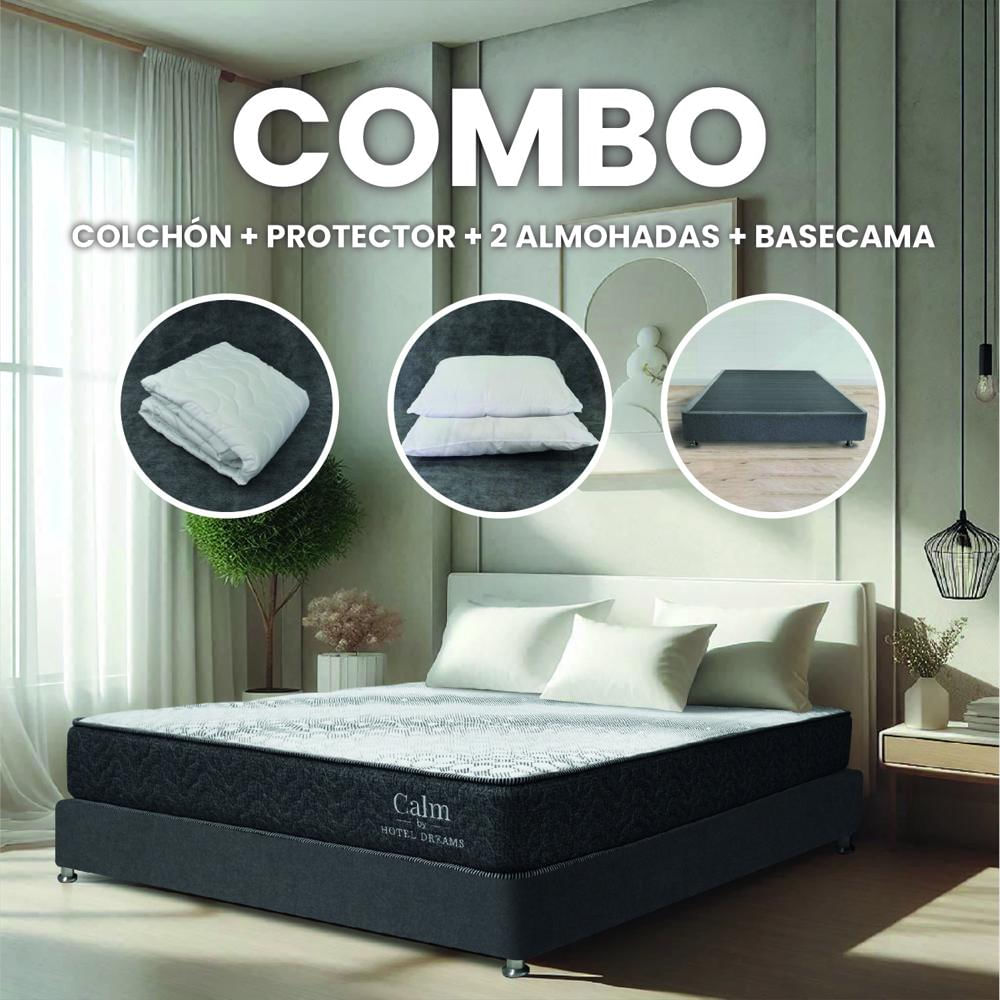 Combo Colchón Hotel Dreams Calm Queen 160X190 Cm + Basecama + Protector De Colchon + 2 Almohada img #2
