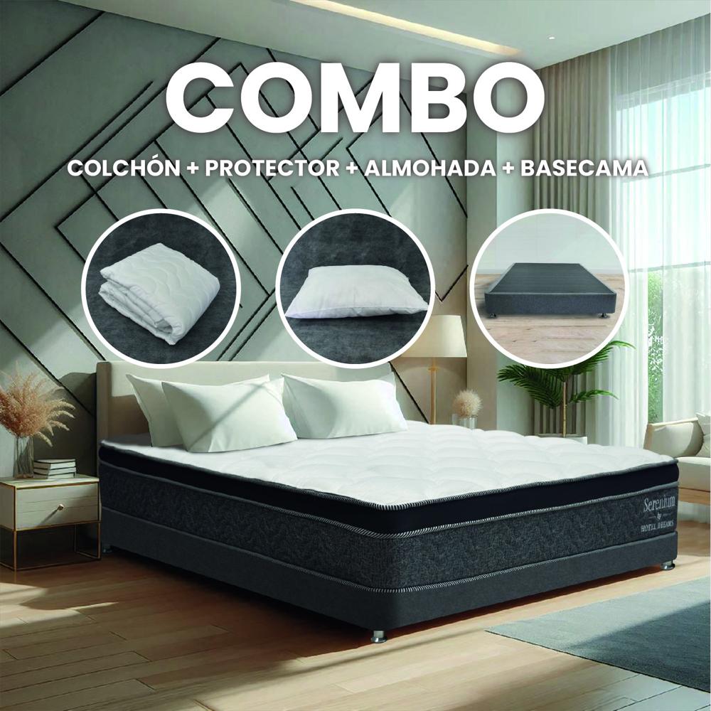 Combo Colchón Hotel Dreams Serenium Semidoble 120X190 Cm + Basecama +Protector De Colchon + 1 Almohada img #2