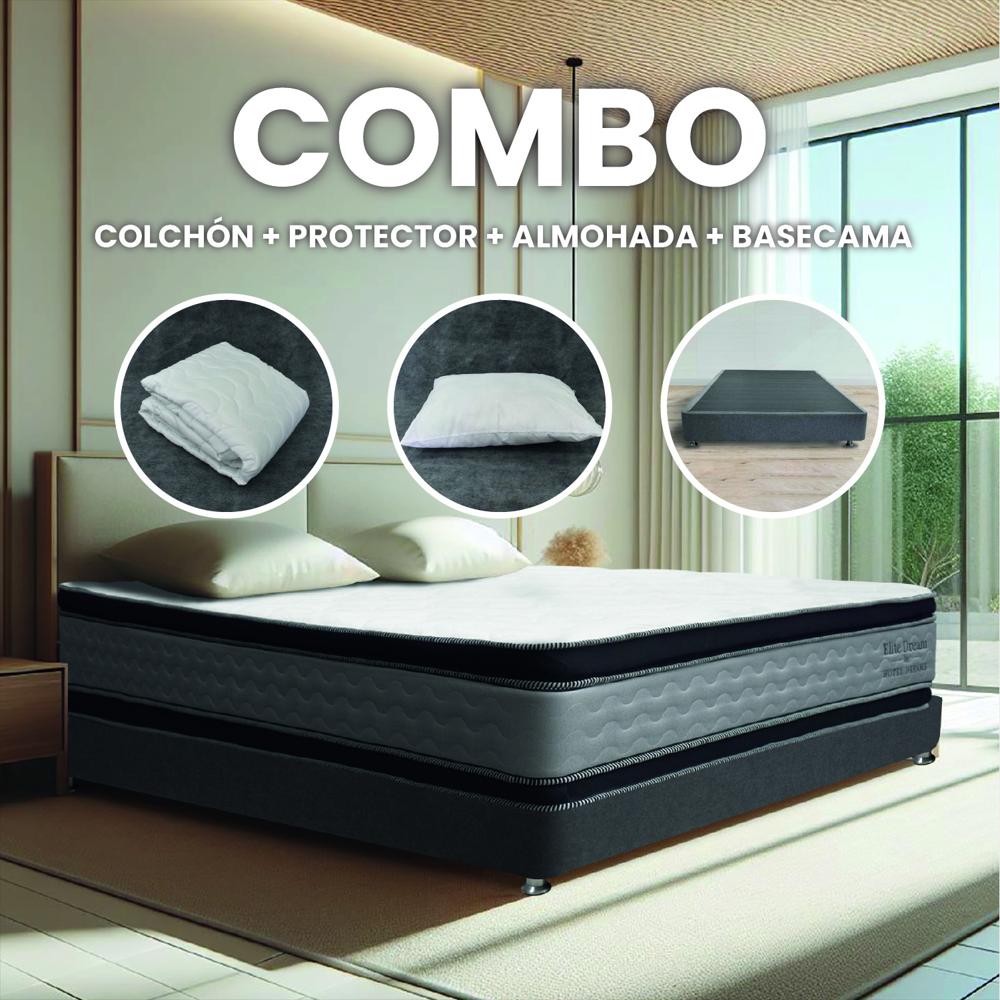 Combo Colchón Hotel Dreams Elite Dreams Sencillo 100X190 Cm + Basecama + Protector De Colchon + 1 Almohada img #2