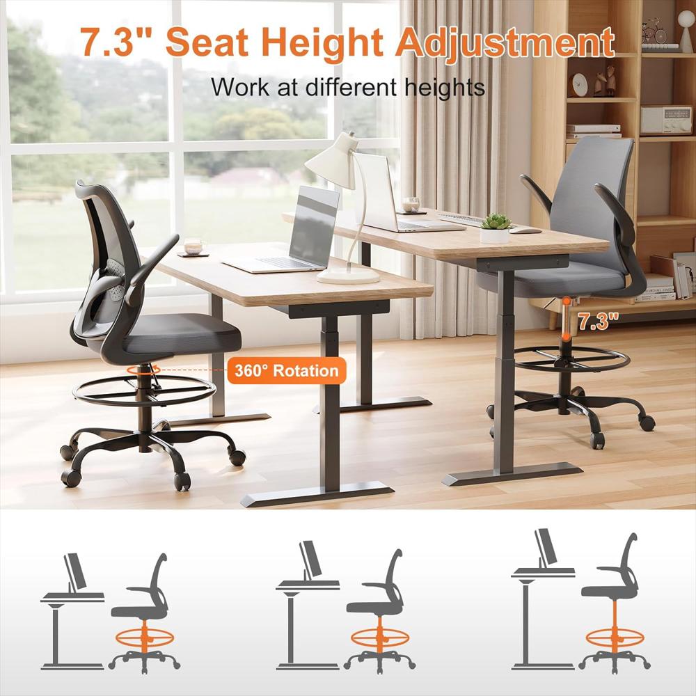 Silla Ergonómica Beryth Con Soporte Lumbar Y Reposapiés Ajustable Malla Transpirable img #4