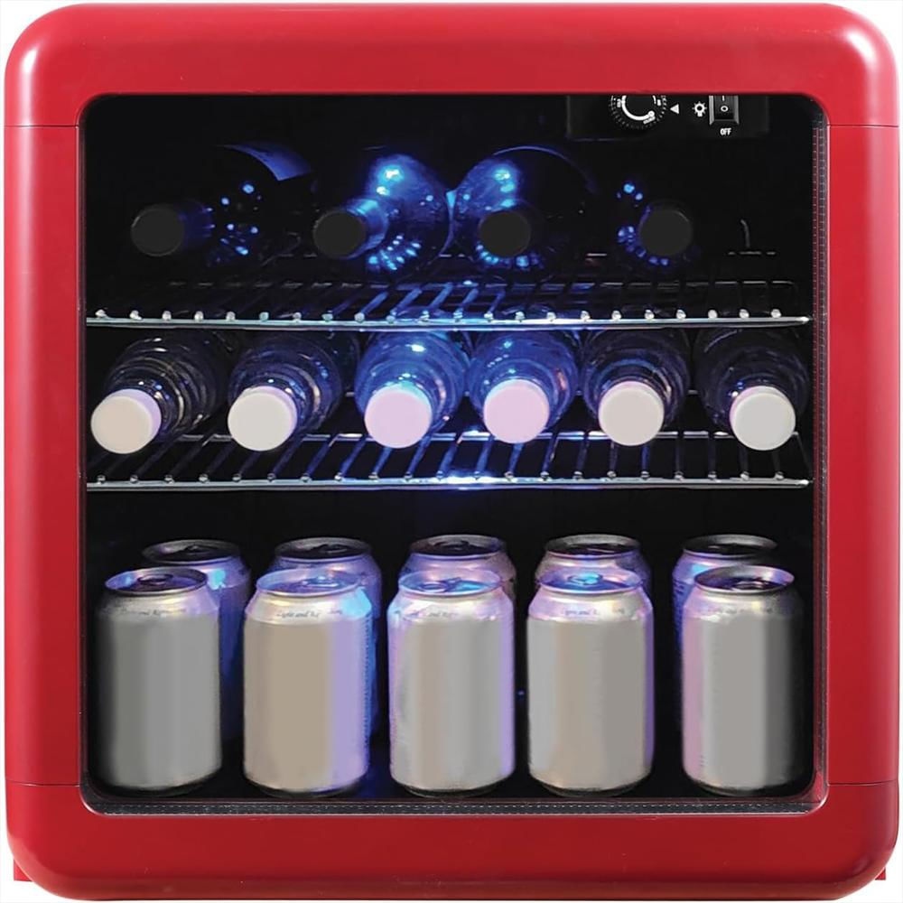 Enfriador De Bebidas Magic Chef Estilo Retro Rojo 2 Estantes Led Interior Ajustable img #4