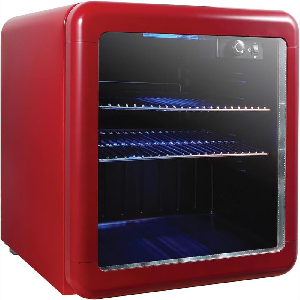 Enfriador De Bebidas Magic Chef Estilo Retro Rojo 2 Estantes Led Interior Ajustable img #5