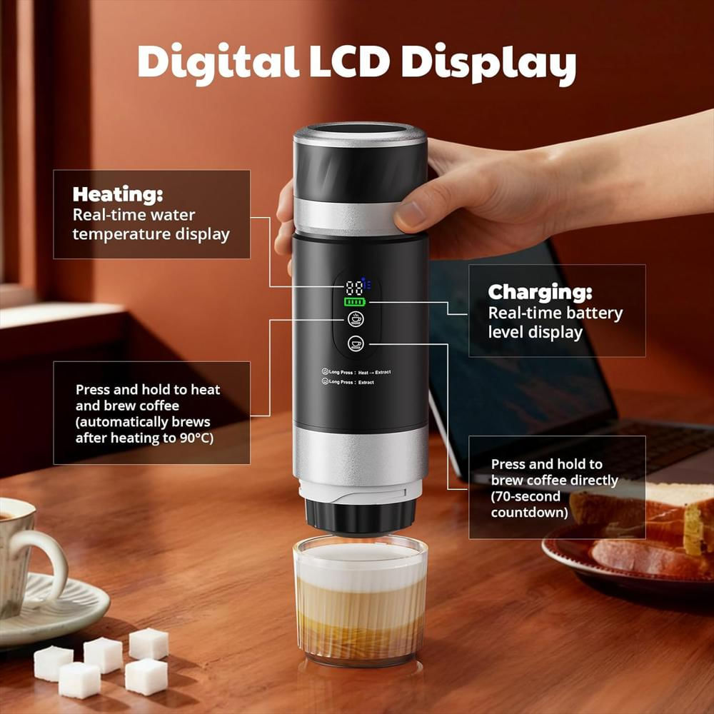 Cafetera De Espresso Portátil Lmoz Multifuncional Usb C Compatible Con Cápsulas Y Café Molido img #3