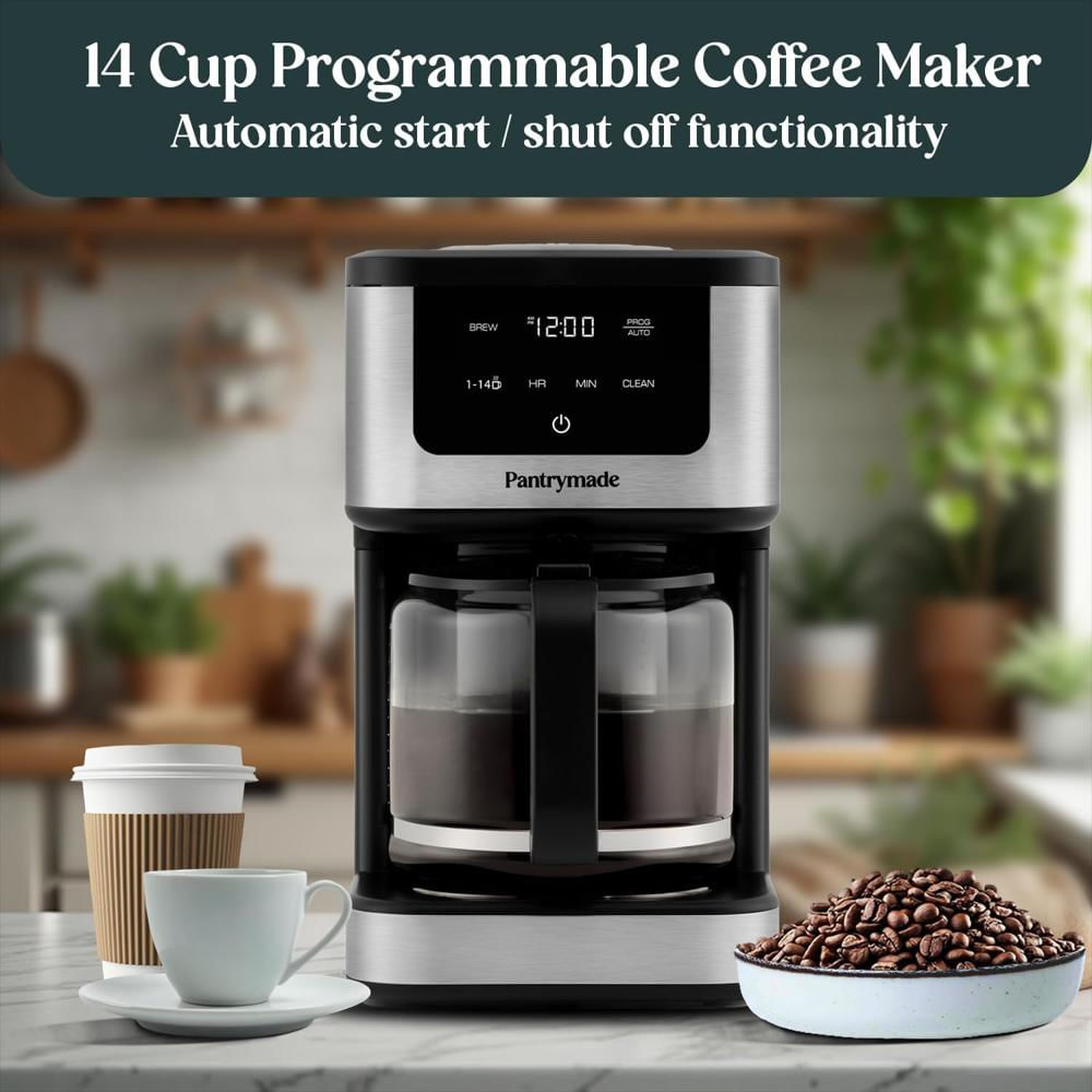 Cafetera Pantrymade Programable 14 Tazas Jarra Vidrio Apagado Automático Negra img #2