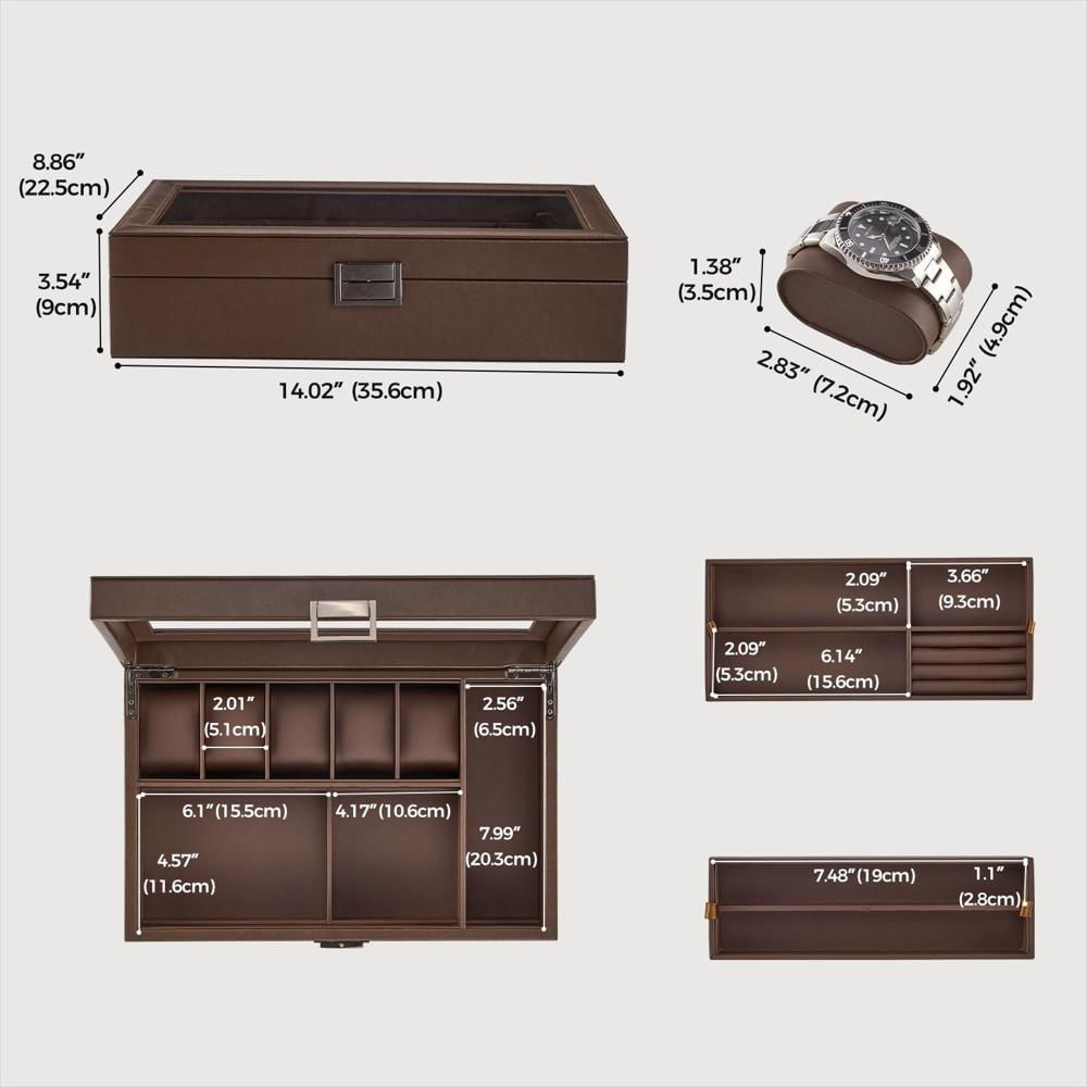 Caja Organizadora Procase Para 5 Relojes Con Compartimento Oculto img #5