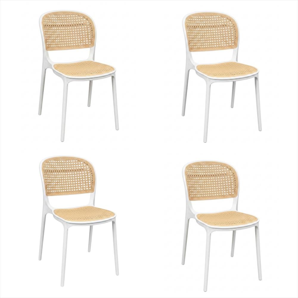 Set X4 Sillas Viena Tipo Mimbre Color Blanco img #1