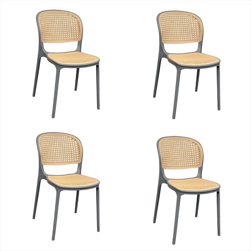 Set X4 Sillas Viena Tipo Mimbre Color Gris img #1