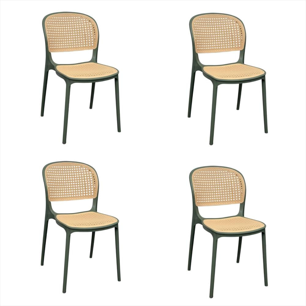 Set X4 Sillas Viena Tipo Mimbre Color Verde img #1