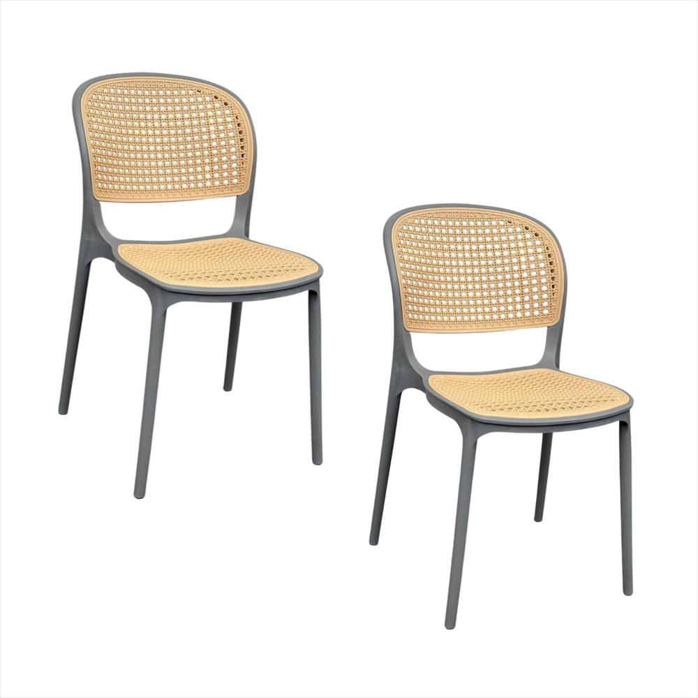 Set X2 Sillas Viena Tipo Mimbre Color Gris img #1