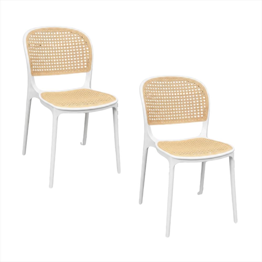 Set X2 Sillas Viena Tipo Mimbre Color Blanco img #1
