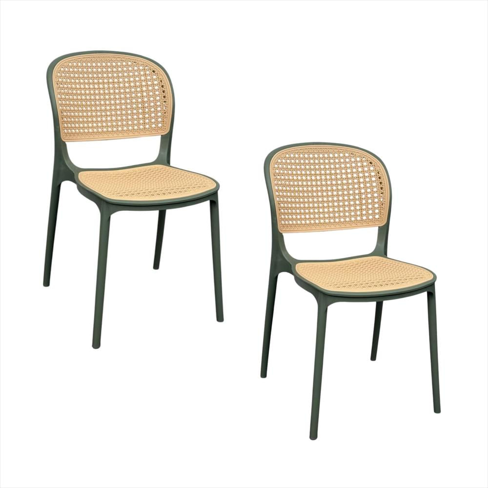 Set X2 Sillas Viena Tipo Mimbre Color Negroverde img #1