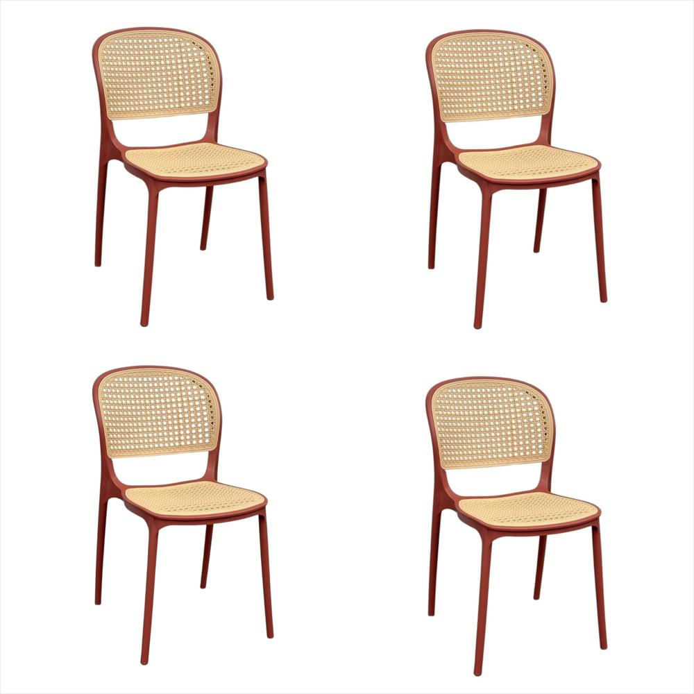 Set X4 Sillas Viena Tipo Mimbre Color Rojo img #1
