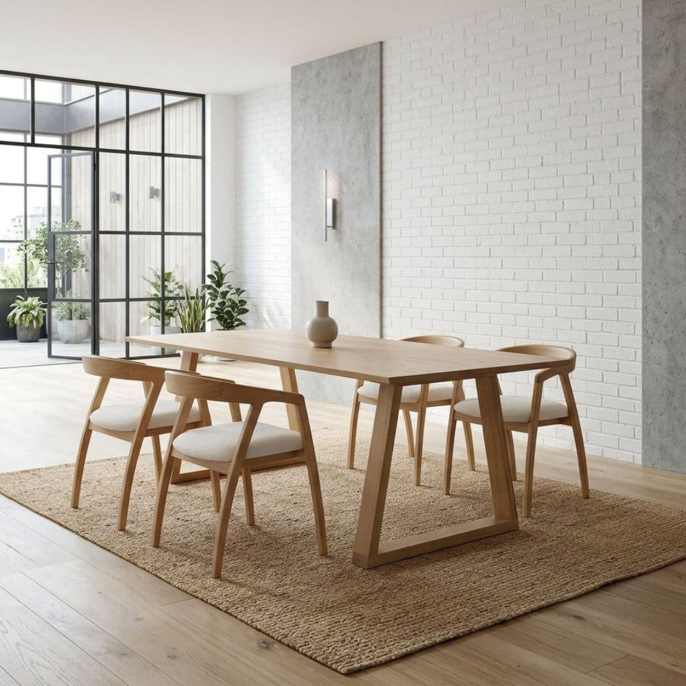 Juego De Comedor Atomic + 4 Sillas Roble Macizo img #4