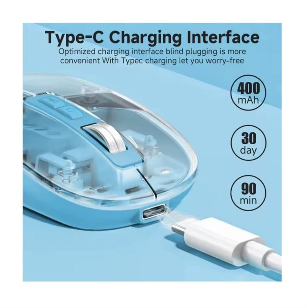 Mouse Inalámbricon 2.4G Y Bluetooth Recargable Transparente img #3