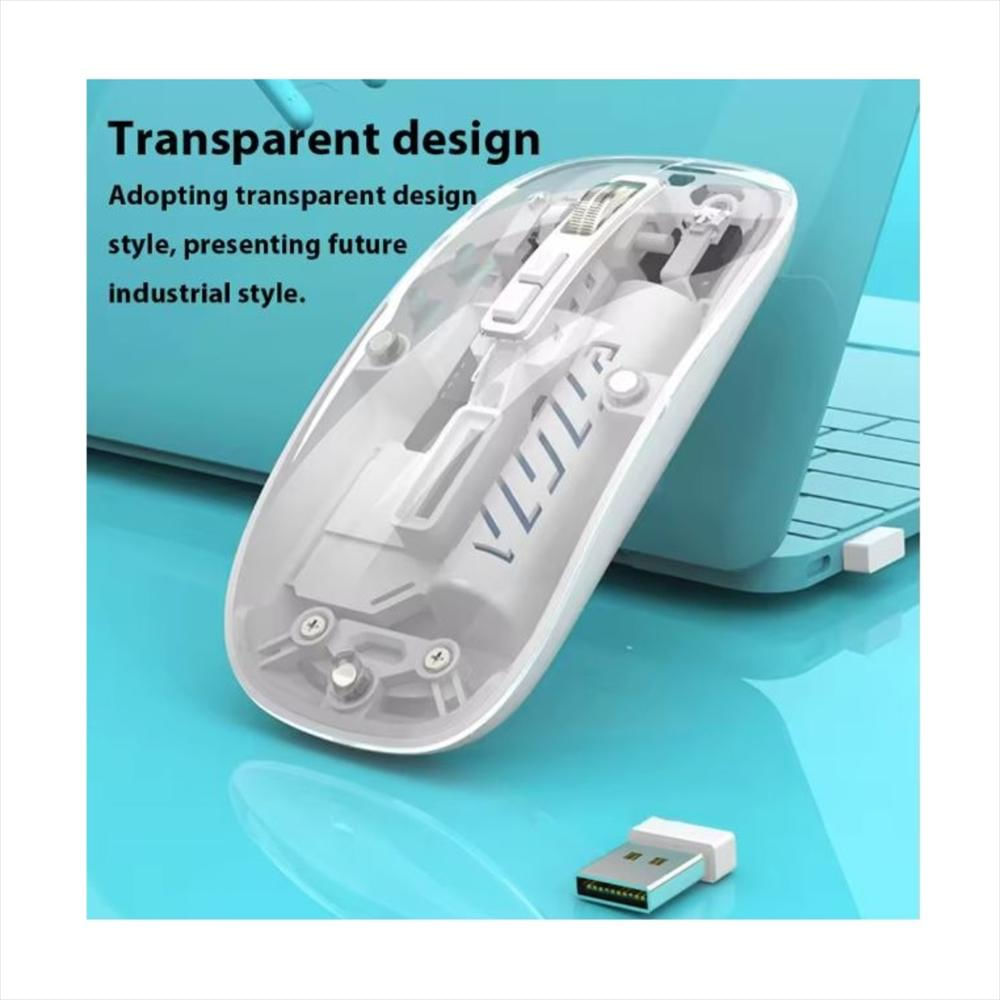 Mouse Inalámbricon 2.4G Y Bluetooth Recargable Transparente img #5