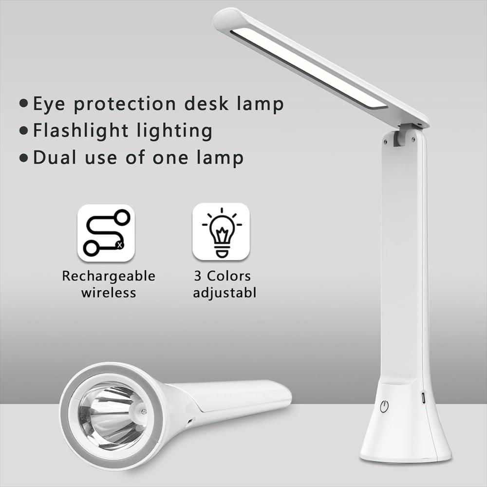 Lámpara De Escritorio Danlinlee Portátil Recargable Función Linterna Led Ajustable img #2