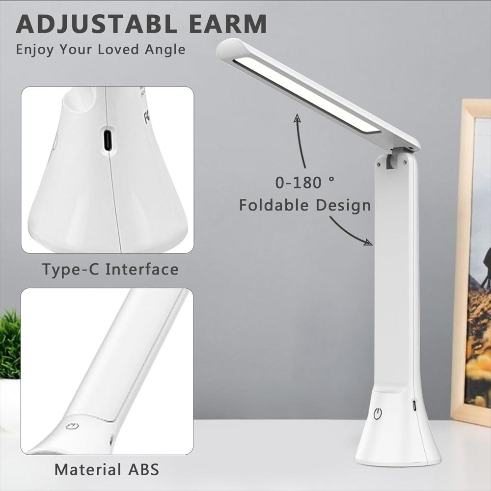 Lámpara De Escritorio Danlinlee Portátil Recargable Función Linterna Led Ajustable img #4