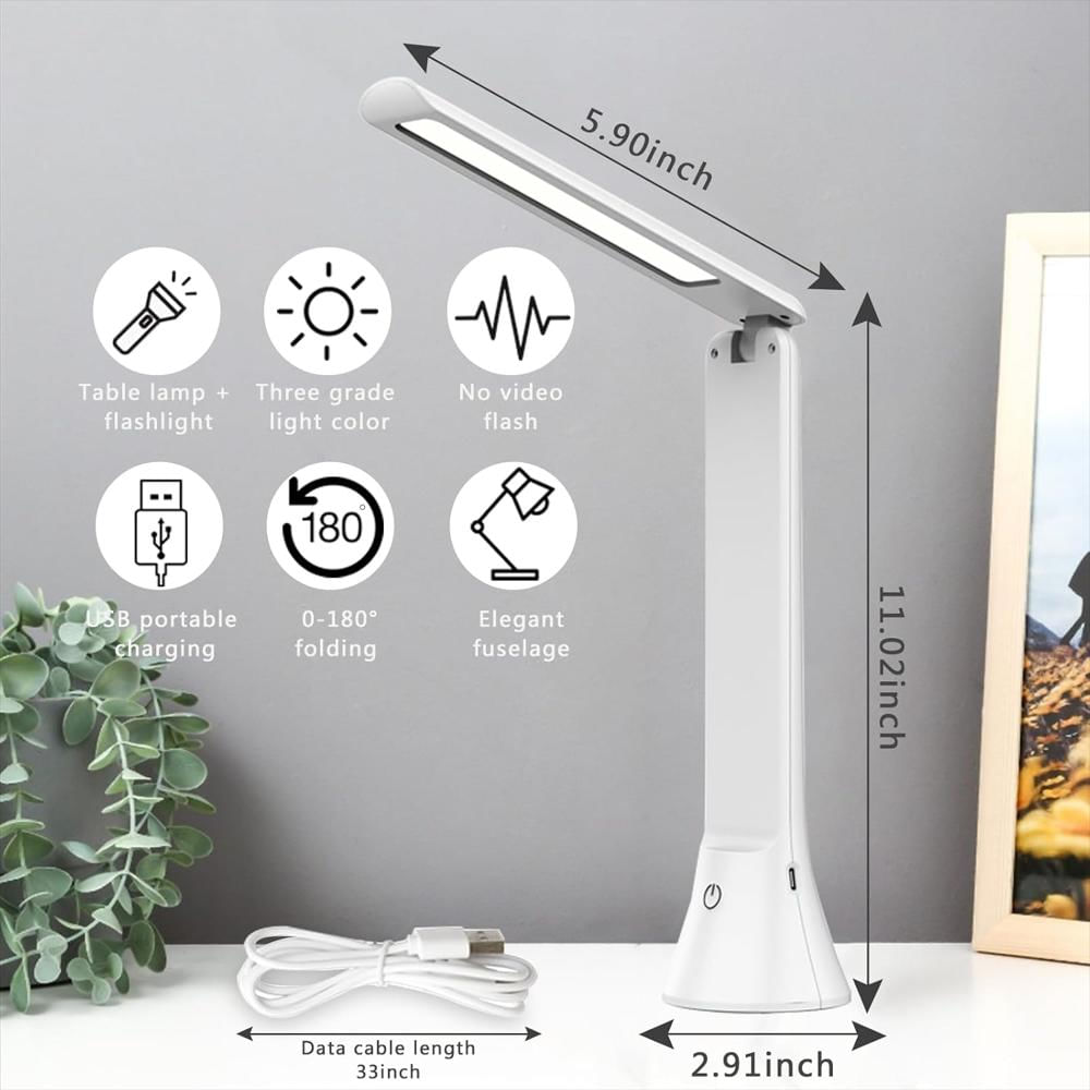 Lámpara De Escritorio Danlinlee Portátil Recargable Función Linterna Led Ajustable img #5