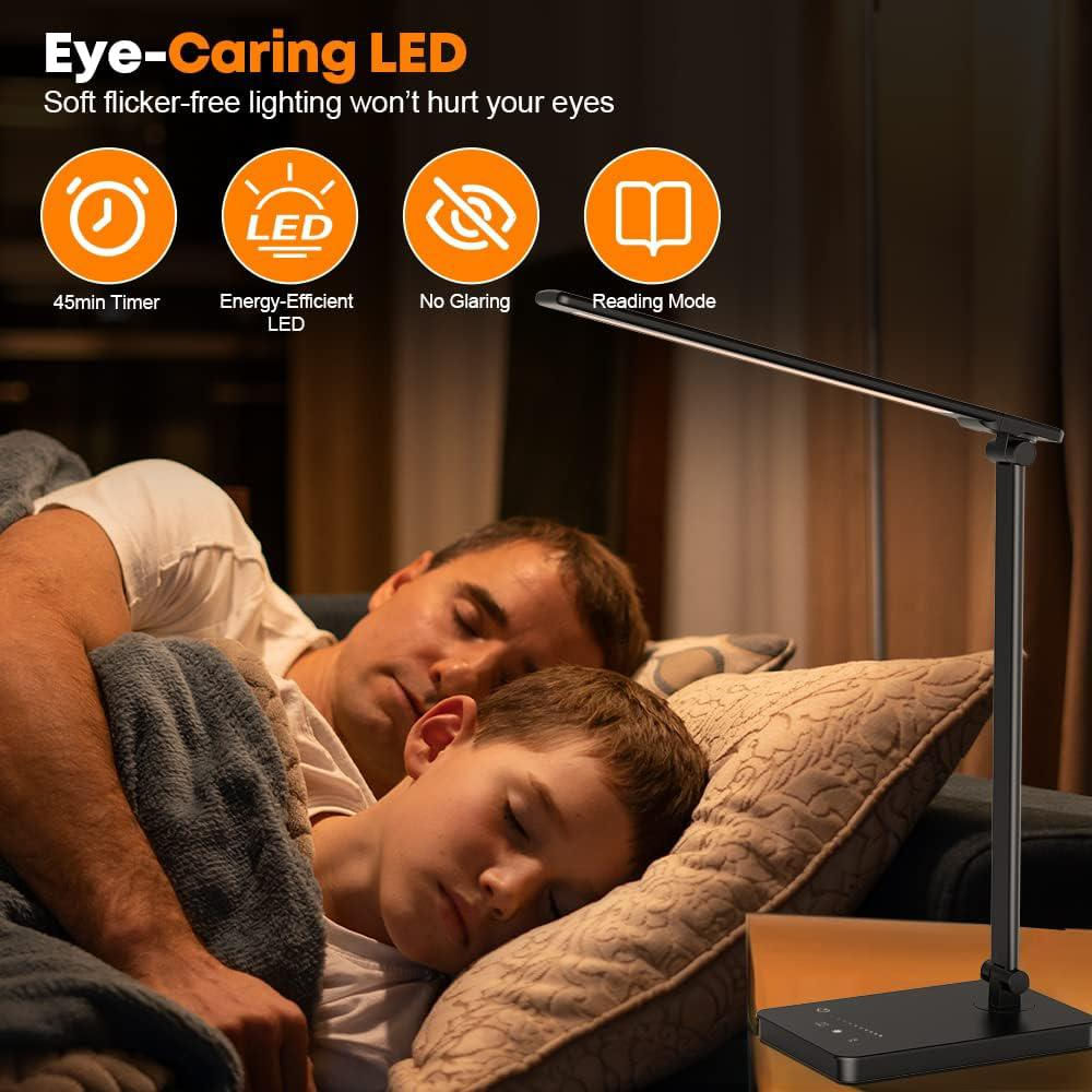 Lámpara De Escritorio Coolpeen Led Regulable 50 Modos 2 Puertos Usb Control Táctil img #2