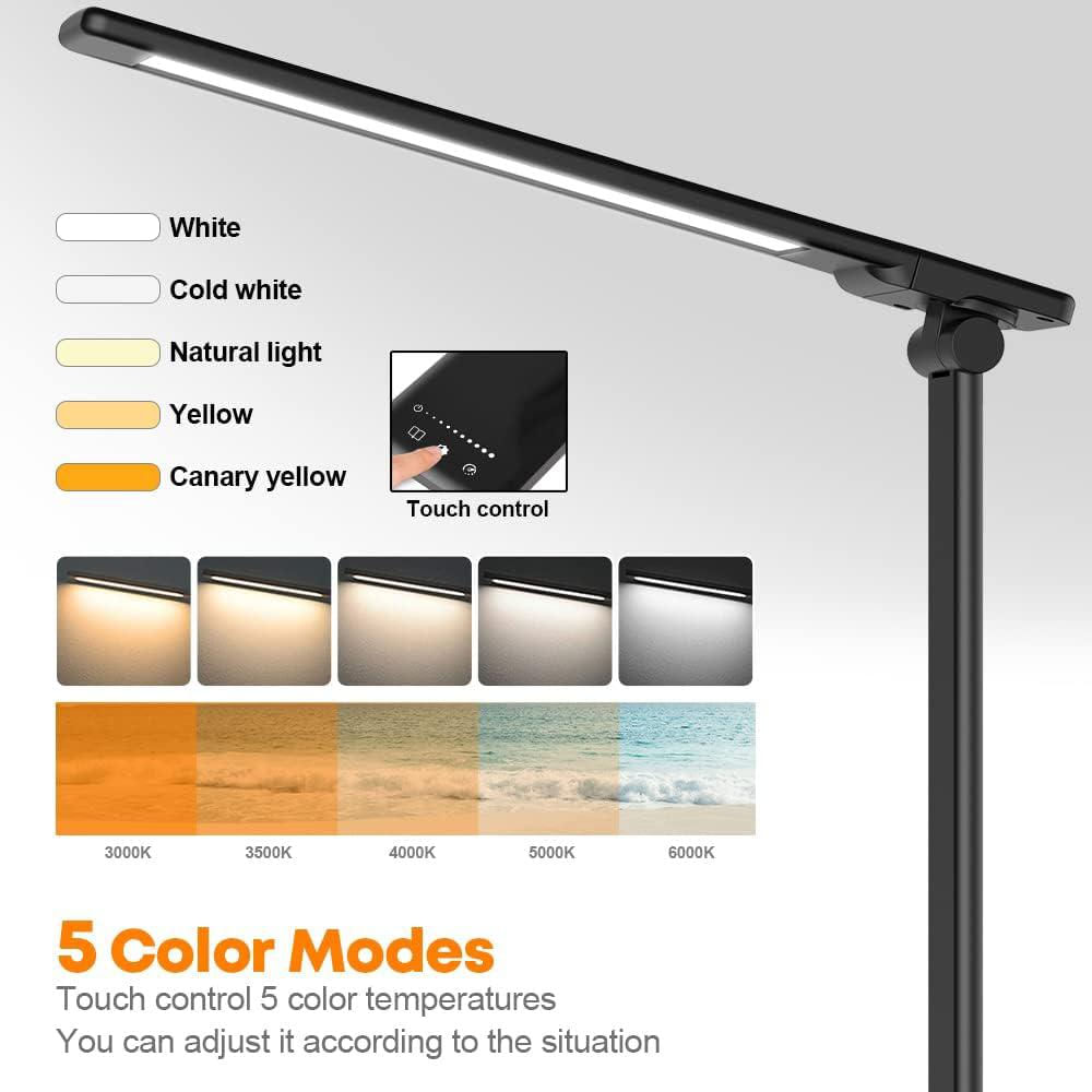 Lámpara De Escritorio Coolpeen Led Regulable 50 Modos 2 Puertos Usb Control Táctil img #3