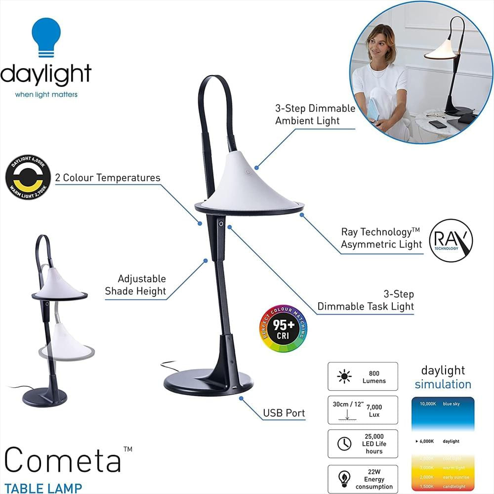 Lámpara De Mesa Daylight Tecnología Ray Ajustable Luz Led 6000K 2700K Puerto Usb img #2