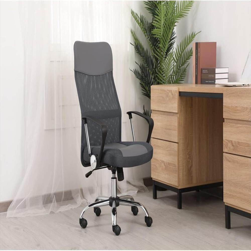 Silla Giratoria Elegant Decor Malla Alto Respaldo Color Gris img #2