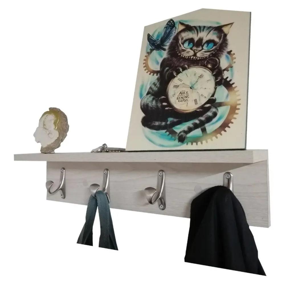 Perchero Con Repisa En Madera Y 4 Ganchos Color Blanco img #3