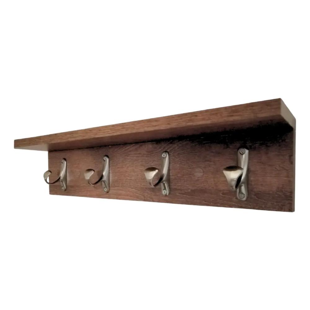 Perchero Con Repisa En Madera Y 4 Ganchos Color Marron Claro img #2