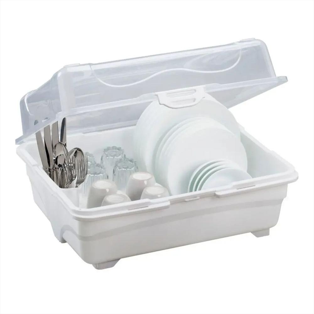 Escurridor Secador De Platos Con Tapa Plástico 48 Lt Color Blanco img #1