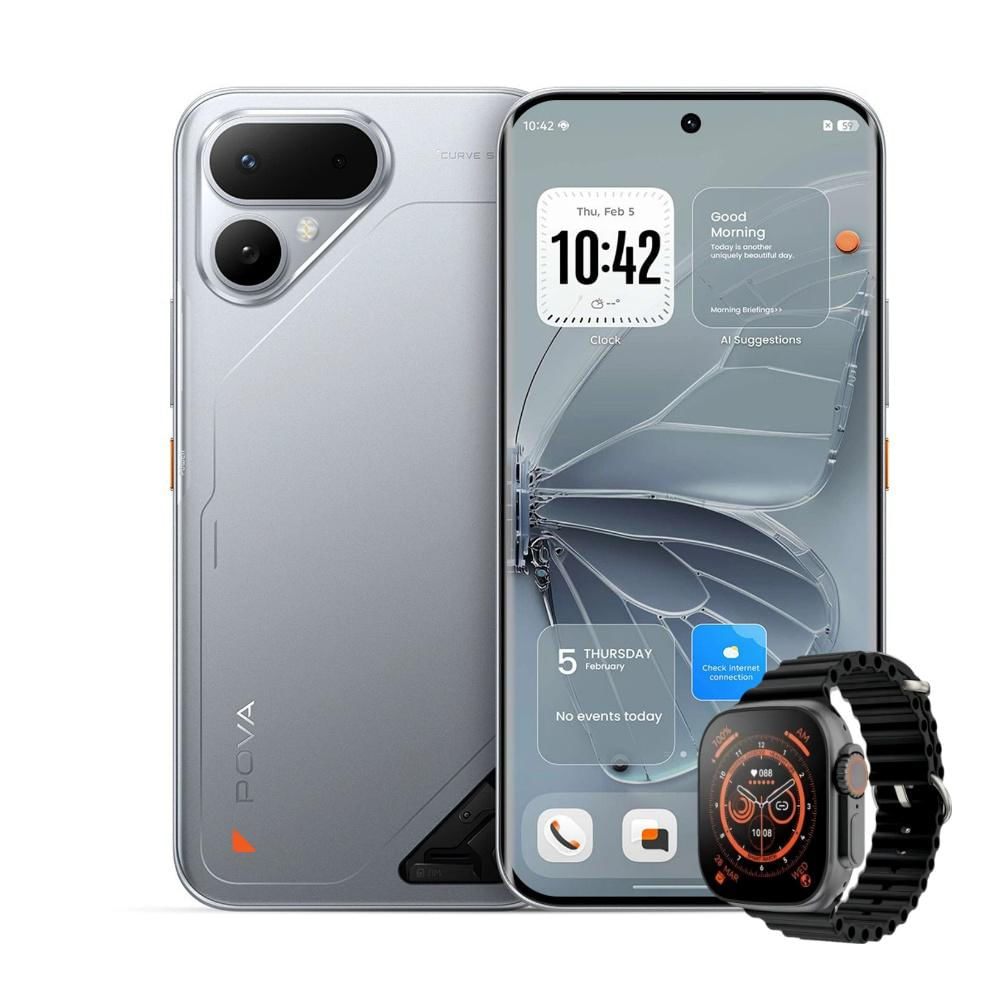 Celular Tecno Pova Curve 2 5G 256Gb 8Gb Ram Gris + Reloj Inteligente img #1