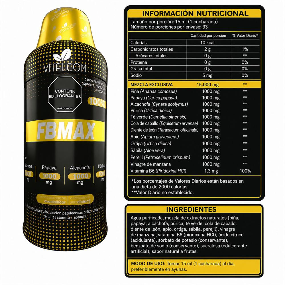 Fibra Fbmax Quema Grasa Ayuda Natural Para Bajar De Peso 1000 Ml Invima img #3
