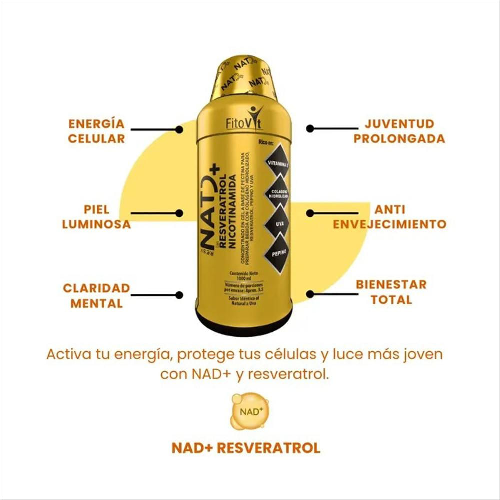 Nad Con Resveratrol, Colágeno, Biotina Vitamina E Y C. (1000 Ml) Invima img #2