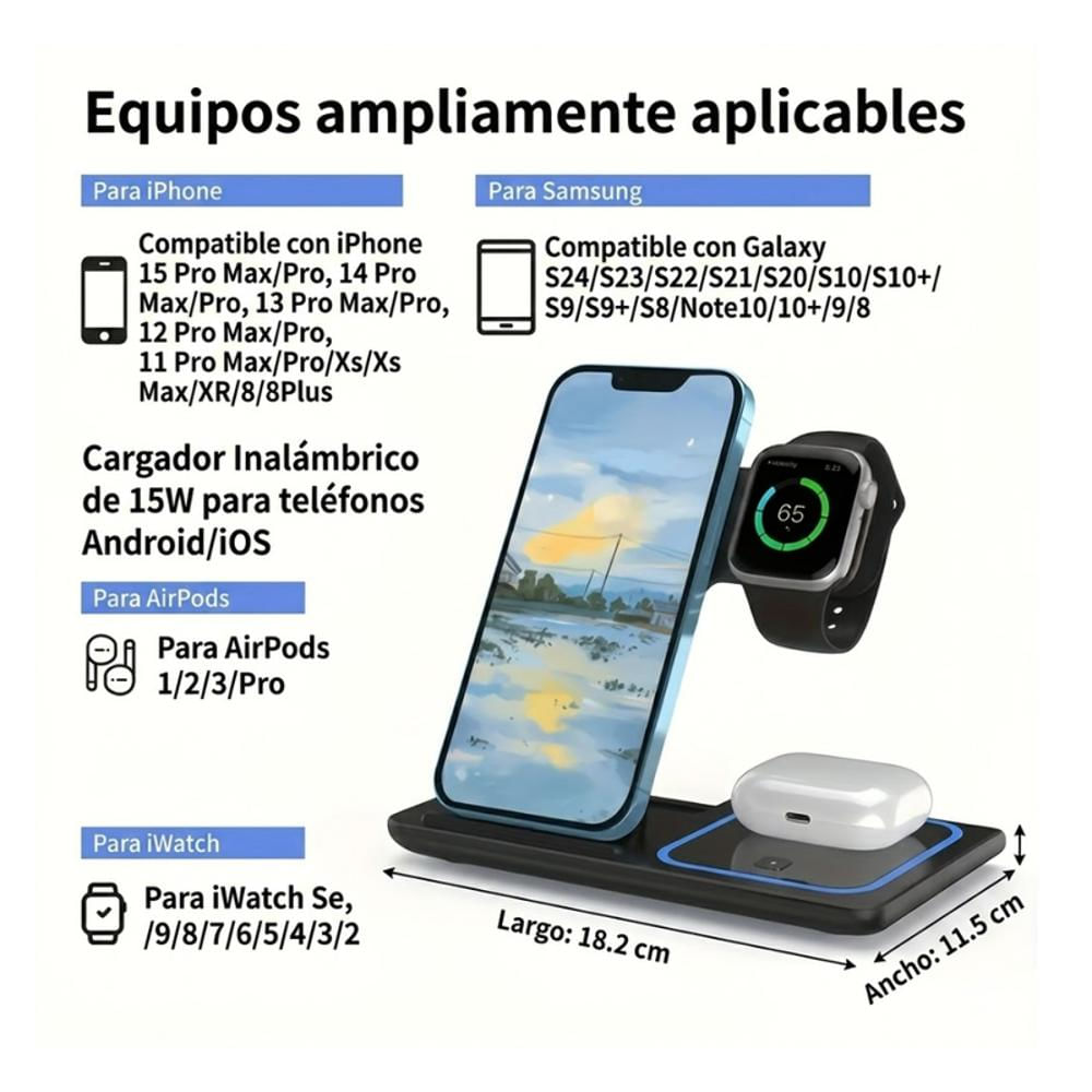 Cargador Inalambrico Para Iphone Apple Watch Y Airpods img #5