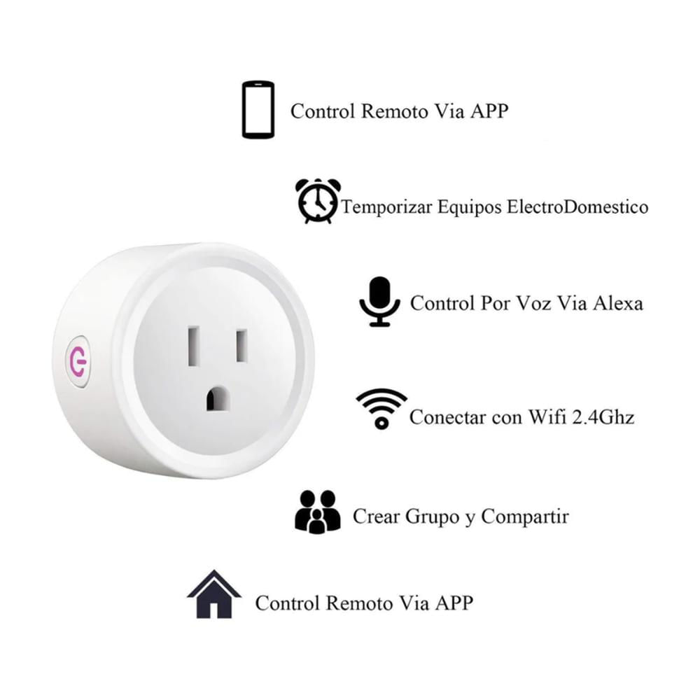 Enchufe Toma Corriente Inteligente Smart Wifi Alexa Rgb img #3